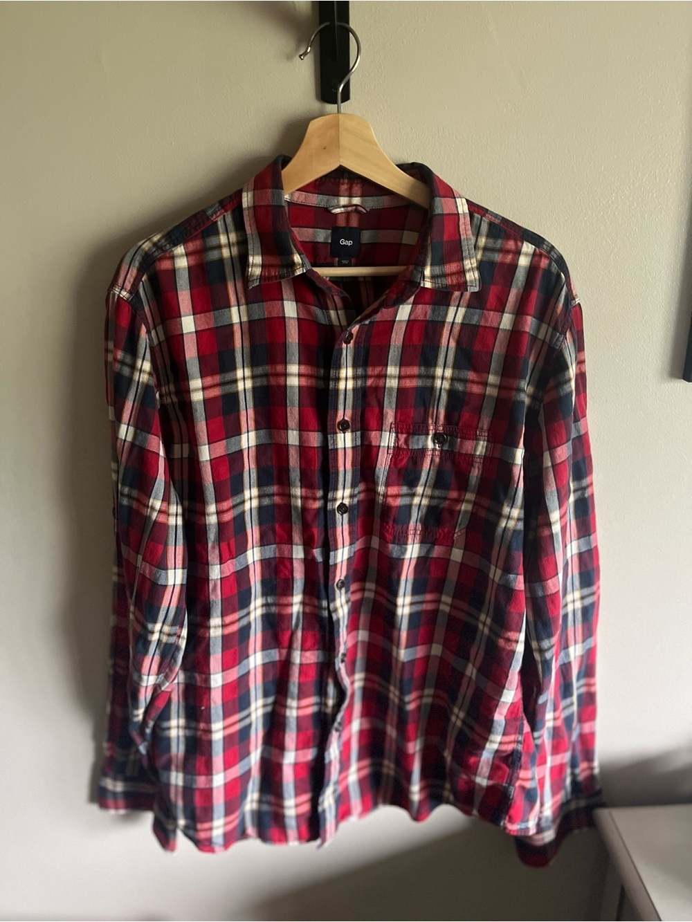 GAP Red and Navy Plaid Button-Down Shirt